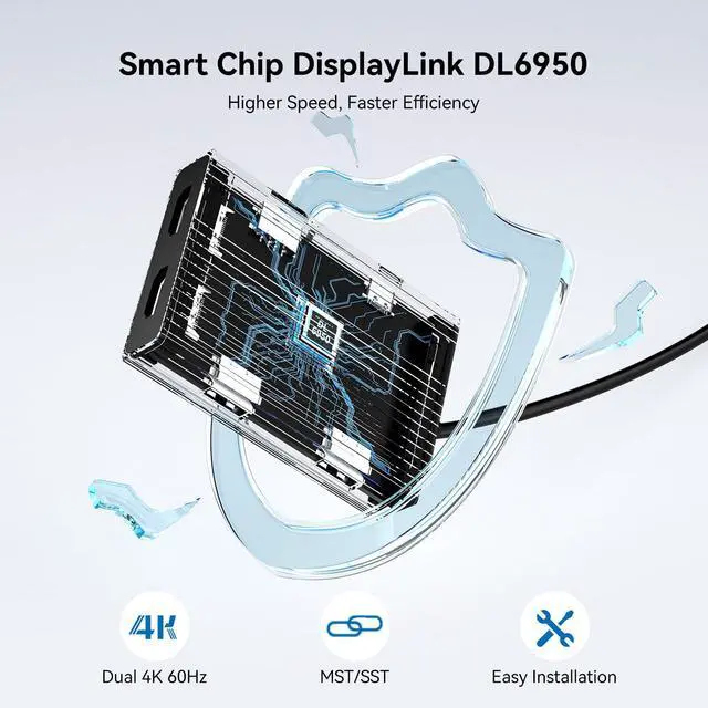 Alt view image 4 of 7 - USB C to Dual HDMI DisplayLink Adapter, 4K@60Hz, 2 HDMI & 3 USB-A Ports, 100W PD Charging, USB C DisplayLink Docking Station for Mac M1/M2/M3/M4/M5/Neo/Windows,USB A/C to Dual Monitor Adapter