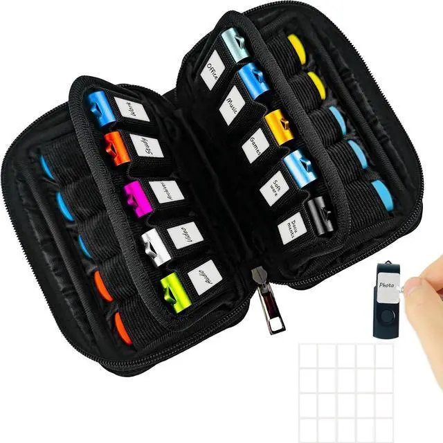 Main image of Flash Drive Case 20 Slots Storage Case JBOS USB Holder Storage Bag for Flash Drive Electronic Accessories Organizer for Memory Stick, Jump Drive, Thumb Drive, USB Cases