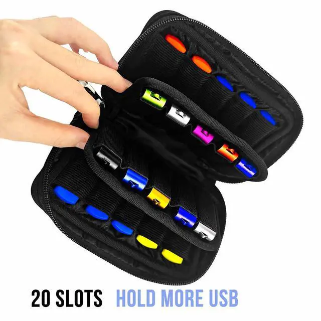 Alt view image 2 of 6 - Flash Drive Case 20 Slots Storage Case JBOS USB Holder Storage Bag for Flash Drive Electronic Accessories Organizer for Memory Stick, Jump Drive, Thumb Drive, USB Cases