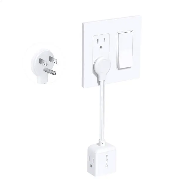Main image of Flat Outlet Extender with 6 Inch Cord - ETL Listed Flat Plug Extension Outlet Splitter Adapter, Electrical 3 Way Multi Wall Plug Extender for Home Office Dorm Room Cruise Ship Travel, White