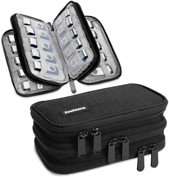 Main image of USB Flash Drive Case with Labels, Gifts for Men, USBs Case Organizer Holds 30 Pcs, USBs Storage Cases, USB Sticks Holder, Thumb Drive Cases, Fits for Samsung/Sandisk/Jump Drive, etc, Black