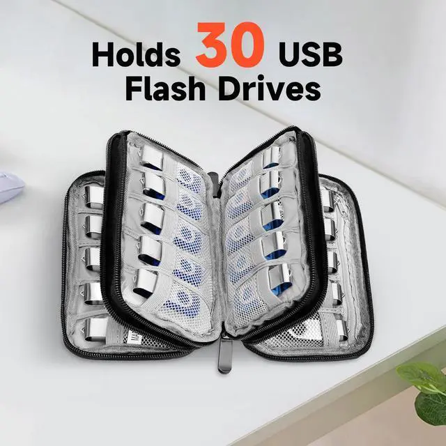 Alt view image 3 of 7 - USB Flash Drive Case with Labels, Gifts for Men, USBs Case Organizer Holds 30 Pcs, USBs Storage Cases, USB Sticks Holder, Thumb Drive Cases, Fits for Samsung/Sandisk/Jump Drive, etc, Black