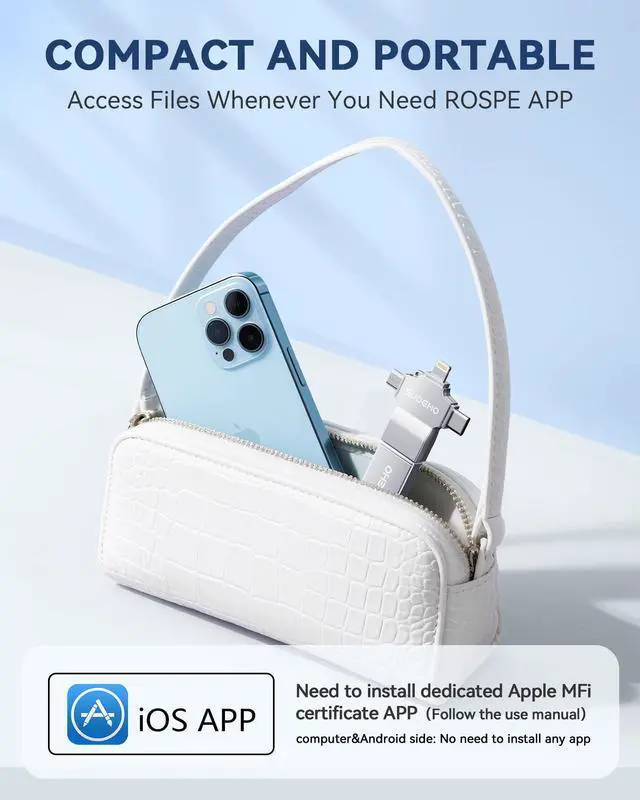 Alt view image 7 of 7 - MFi Certified Photo Stick 128GB USB Flash Drive for iPhone, 4 in 1 External Memory Thumb Drive for Picture Video Saver and Backup, High Speed Memory Stick USB Drive for iPhone/iPad/Android/PC (Silver)