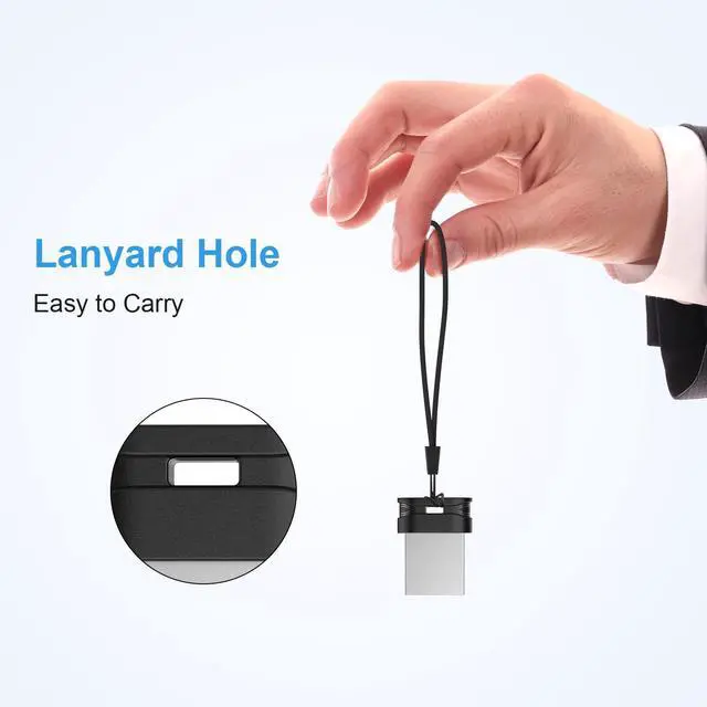 Alt view image 6 of 7 - 32GB USB Flash Drive, USB 2.0 Mini Fit Memory Stick Ultra Slim Thumb Drive Jump Drive Zip Drive Pen Drive with Lanyard-Black