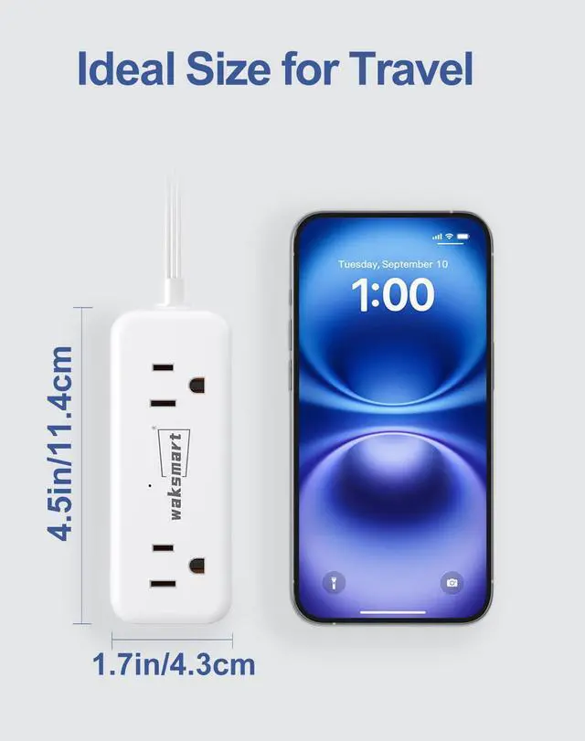 Alt view image 6 of 7 - Flat Plug Extension Cord 3 Feet with 4 AC Outlets 3 USB Ports (5V/3.4A 17W), Flat Plug Power Strip Compact for College Dorm, Travel, Home, White