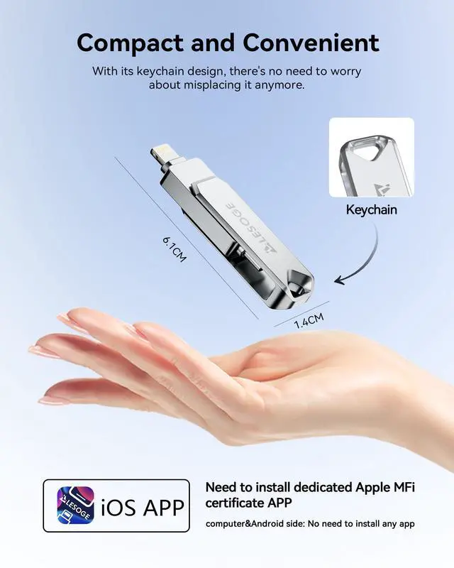 Alt view image 7 of 7 - MFi Certified 512GB Flash Drive for iPhone Photo Stick Thumb Drive, USB Memory Stick iPhone Flash Drive for Photos Videos, High Speed Jump Drive External Storage for iPhone/iPad/Android/PC (Grey)