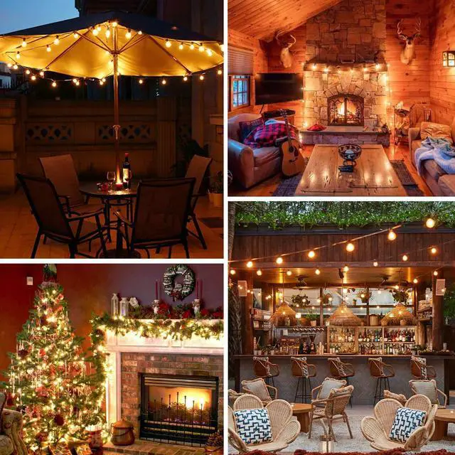 Alt view image 7 of 7 - 100ft 2-Pack Outdoor String Lights, G40 LED Globe Waterproof Patio Lights | 52 Shatterproof Edison Bulbs, Dimmable, Plug-In, Connectable, Commercial Hanging Lights for Porch Backyard Party Decor