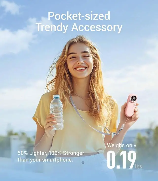 Alt view image 3 of 7 - TurboBear Portable Handheld Turbo Fan, 5 Gear Wind, Travel Essentials, Small Hand Held Fan Rechargeable, Mini Personal Fans Cooling, Battery Powered, Pocket Cute Gifts Women