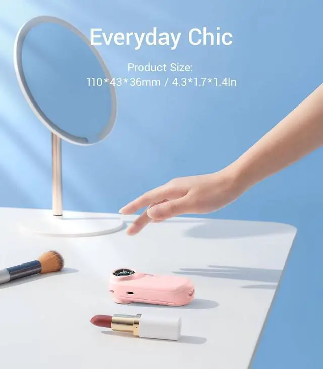 Alt view image 7 of 7 - TurboBear Portable Handheld Turbo Fan, 5 Gear Wind, Travel Essentials, Small Hand Held Fan Rechargeable, Mini Personal Fans Cooling, Battery Powered, Pocket Cute Gifts Women