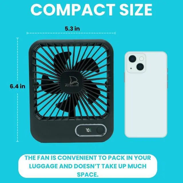 Alt view image 5 of 7 - Cruise Fan Cabin Approved - Magnetic Hook Included To Hang On Walls - Portable USB Rechargeable & Plug-In, Timer Function & 5-Speed Adjustable, White Noise, Long Battery Life, Perfect for 2026 Cruises