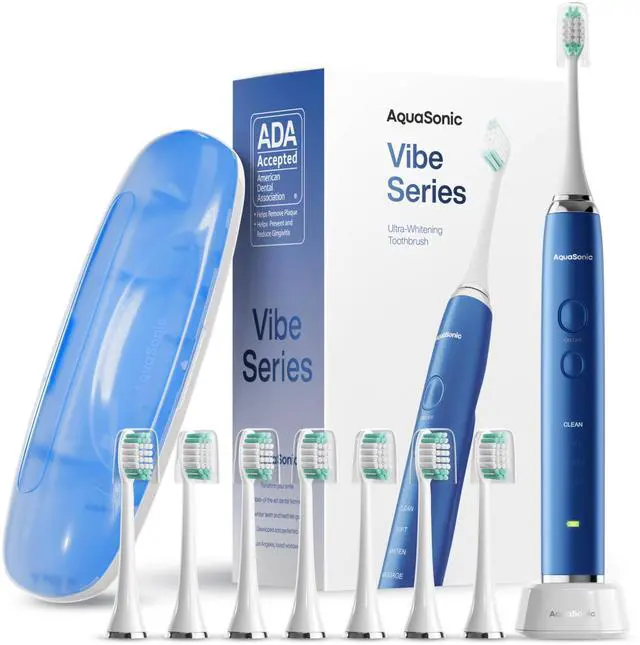 Main image of Vibe Series Ultra-Whitening Toothbrush ADA Accepted Electric Toothbrush - 8 Brush Heads & Travel Case 40,000 VPM Motor & Wireless Charging - 4 Modes w Smart Timer Sapphire Blue