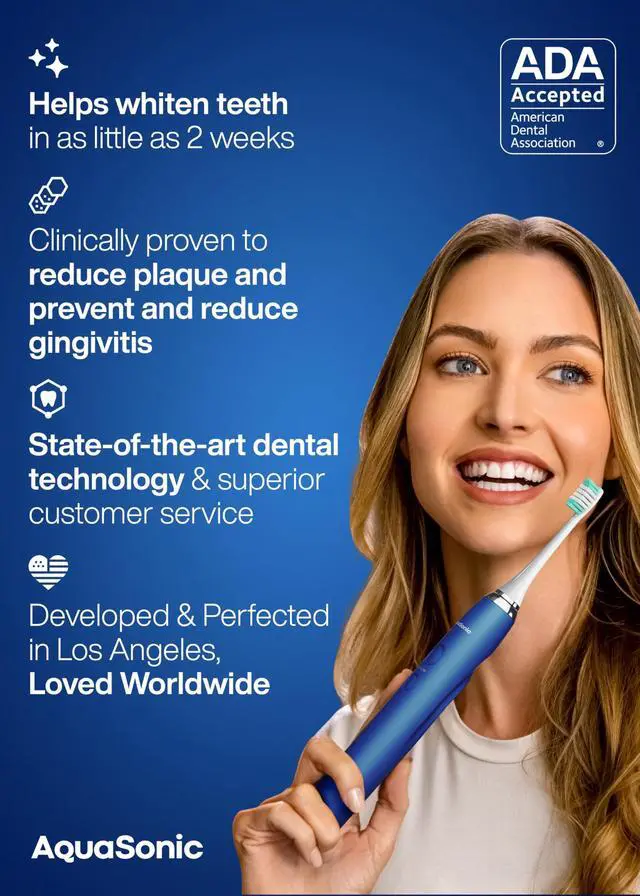 Alt view image 6 of 7 - Vibe Series Ultra-Whitening Toothbrush ADA Accepted Electric Toothbrush - 8 Brush Heads & Travel Case 40,000 VPM Motor & Wireless Charging - 4 Modes w Smart Timer Sapphire Blue