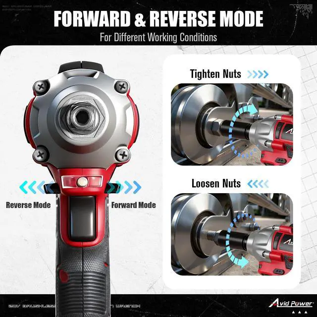 Alt view image 6 of 7 - Impact Wrench, 1/2 Impact Gun Brushless Max Torque 332 Ft-lbs (450 N.m), 20V Cordless Impact Wrenches with 2.0 Ah Battery, 2 Variable Speeds, 4PCS Impact Sockets, Charger, Tool Bag