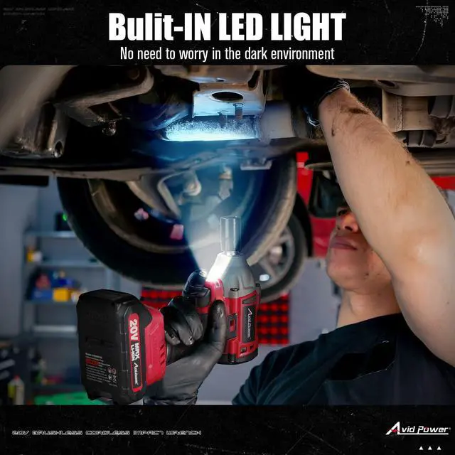 Alt view image 7 of 7 - Impact Wrench, 1/2 Impact Gun Brushless Max Torque 332 Ft-lbs (450 N.m), 20V Cordless Impact Wrenches with 2.0 Ah Battery, 2 Variable Speeds, 4PCS Impact Sockets, Charger, Tool Bag