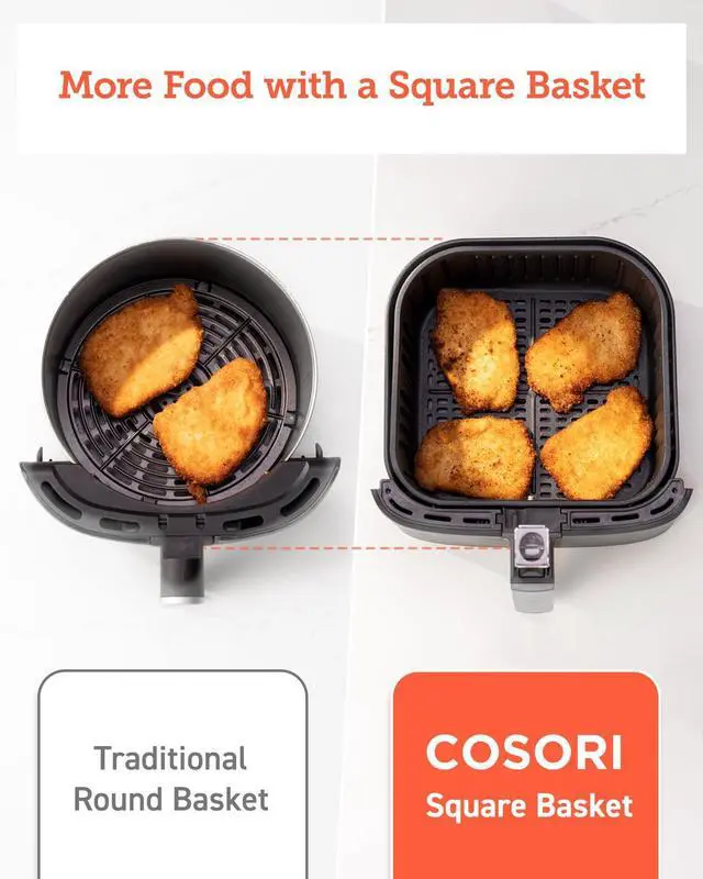 Alt view image 4 of 6 - Pro Gen 2 Air Fryer 5.8QT, Upgraded Version with Stable Performance & Sleek New Look, 13 One Touch Functions, 100 Paper & 1100 Online Recipes, Dishwasher-Safe Detachable Square Basket, Black