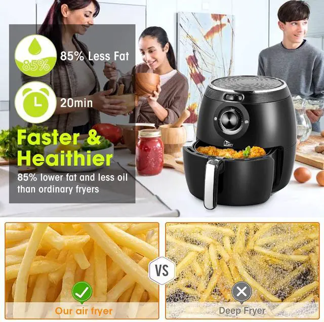Alt view image 4 of 14 - Air Fryer 5.8QT/5.5L, Uten 1700W AirFryer High-Power Electric Hot Temperature Control & Timer Knob, Non Stick Fry Basket, Dishwasher Safe, Apply to Party, Afternoon Tea, Black