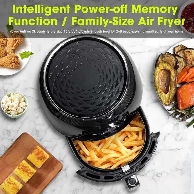 Alt view image 5 of 14 - Air Fryer 5.8QT/5.5L, Uten 1700W AirFryer High-Power Electric Hot Temperature Control & Timer Knob, Non Stick Fry Basket, Dishwasher Safe, Apply to Party, Afternoon Tea, Black