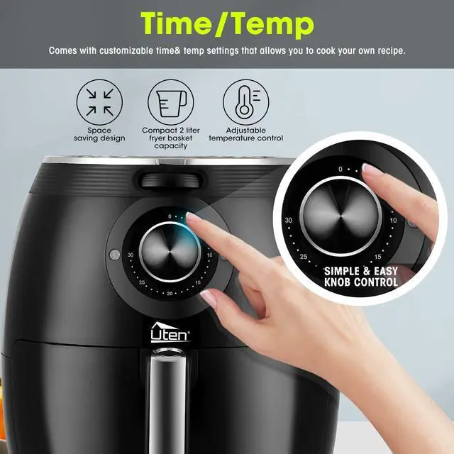 Alt view image 7 of 14 - Air Fryer 5.8QT/5.5L, Uten 1700W AirFryer High-Power Electric Hot Temperature Control & Timer Knob, Non Stick Fry Basket, Dishwasher Safe, Apply to Party, Afternoon Tea, Black