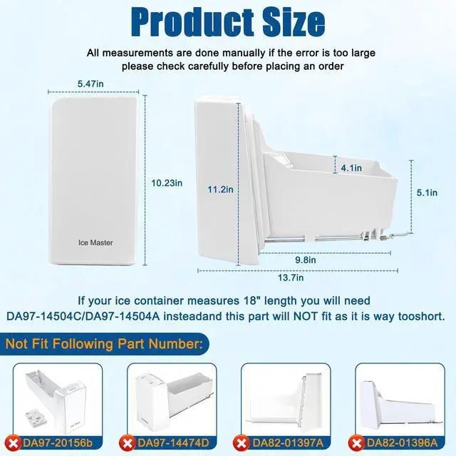 Alt view image 2 of 6 - DA97-14504C, DA97-14504A Ice Container, Ice Bucket, Compatible with Samsung | Ice Maker Replacement Ice Tray Ice Container Assembly Parts RF23J9011SR, RF23HTEDBSR, RF22KREDBSR Ice Bin,etc