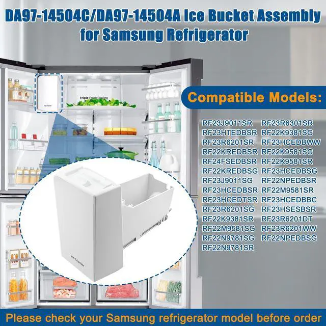 Alt view image 3 of 6 - DA97-14504C, DA97-14504A Ice Container, Ice Bucket, Compatible with Samsung | Ice Maker Replacement Ice Tray Ice Container Assembly Parts RF23J9011SR, RF23HTEDBSR, RF22KREDBSR Ice Bin,etc