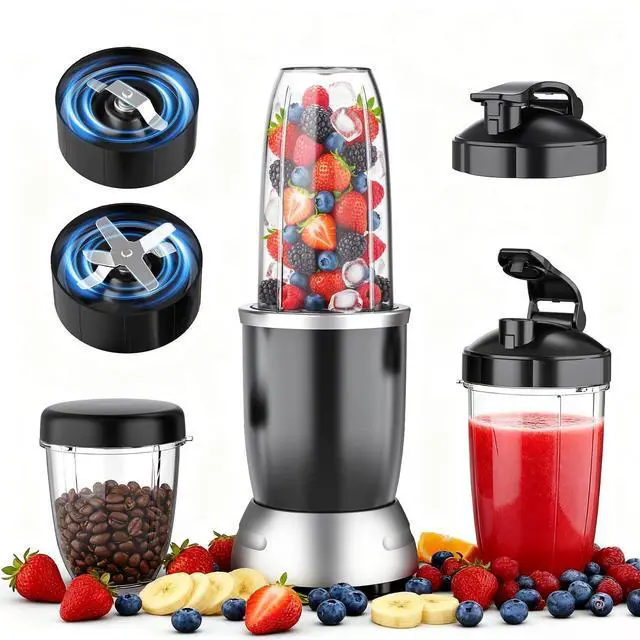 Main image of Smoothie Blender, 25000 RPM Portable Blender for Smoothies, Countertop Blenders for Kitchen with 37oz, 32oz, 23oz Personal Blenders Cups, 2 Spout Lids &1 Resealable Lid for Crushing, Juice, Nuts