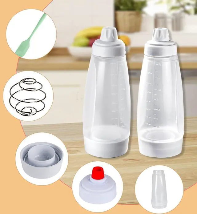 Alt view image 3 of 6 - Pancake Batter Dispenser,Pancake Batter Dispenser Bottle with Whisk Ball and Stand Base, Batter Mixer and Dispenser for Pancakes, Crepes, Waffle,Kitchen Baking Tool 2 Packs