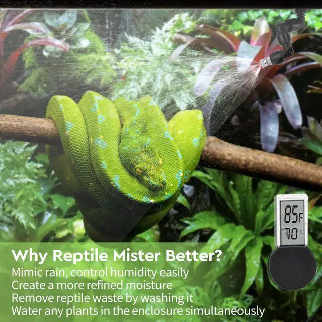 Alt view image 2 of 7 - Reptile Humidifier, Misting System for Terrariums, Automatic with Adjustable Spray Nozzles, Black