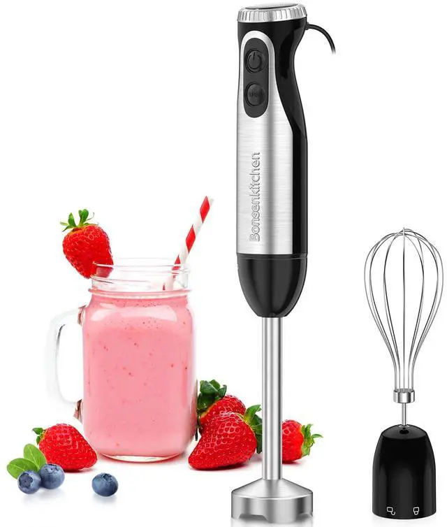 Main image of Immersion Handheld Blender with Whisk, 20-Speed & Turbo Mode Hand Blender Stick 500W, 304 Stainless Steel Hand Blender for Soup, Smoothie, Puree, Baby Food
