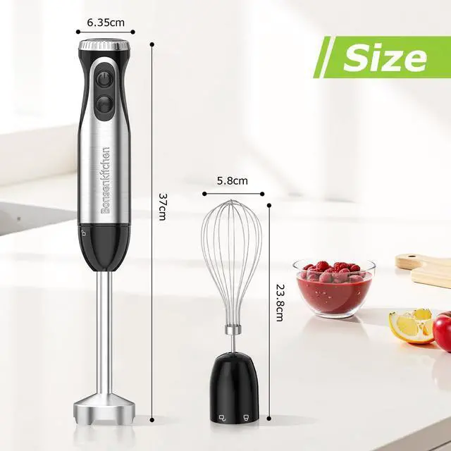Alt view image 7 of 7 - Immersion Handheld Blender with Whisk, 20-Speed & Turbo Mode Hand Blender Stick 500W, 304 Stainless Steel Hand Blender for Soup, Smoothie, Puree, Baby Food