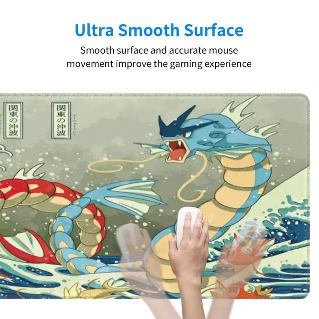 Alt view image 3 of 7 - Large Gaming Mouse Pad,Japanese Ukiyoe Anime Dragon Mousepad,Stitched Edges,Non-Slip Rubber Base,Long Extended Desk Mouse Mat(31.5"x12")