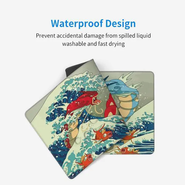 Alt view image 5 of 7 - Large Gaming Mouse Pad,Japanese Ukiyoe Anime Dragon Mousepad,Stitched Edges,Non-Slip Rubber Base,Long Extended Desk Mouse Mat(31.5"x12")