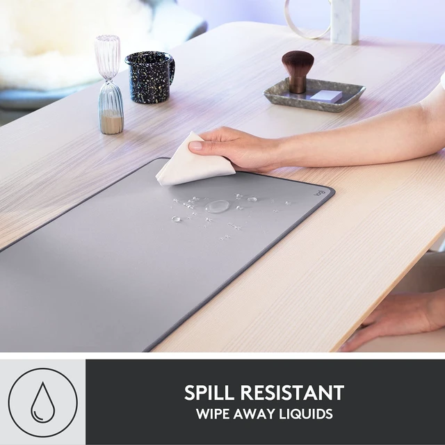 Alt view image 3 of 7 - Studio Series Desk Mat Large 28x12 Inches - Mid Grey | Multifunctional large pad, extended mouse surface, office desk protector, anti-slip base, spill-resistant