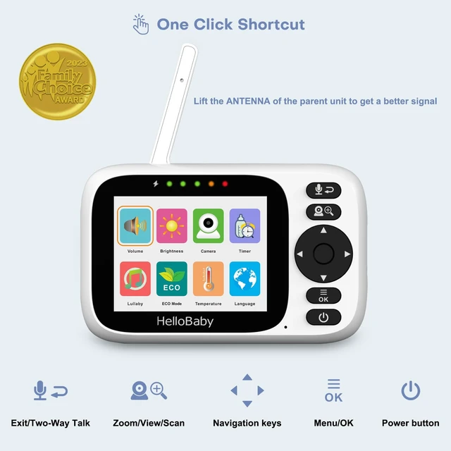 Alt view image 2 of 7 - Baby Monitor No WiFi with 3.2 Inch Screen - Pan Tilt Zoom Camera | 2-Way Talk, Night Vision, ECO VOX Audio Mode, 1000ft Long Range, Temperature Display, Portable Travel, Baby Elderly Parents