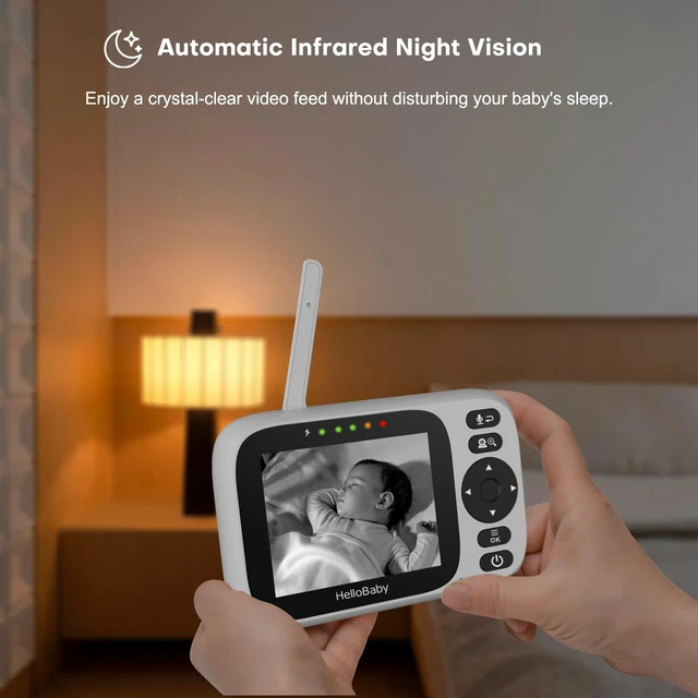 Alt view image 3 of 7 - Baby Monitor No WiFi with 3.2 Inch Screen - Pan Tilt Zoom Camera | 2-Way Talk, Night Vision, ECO VOX Audio Mode, 1000ft Long Range, Temperature Display, Portable Travel, Baby Elderly Parents