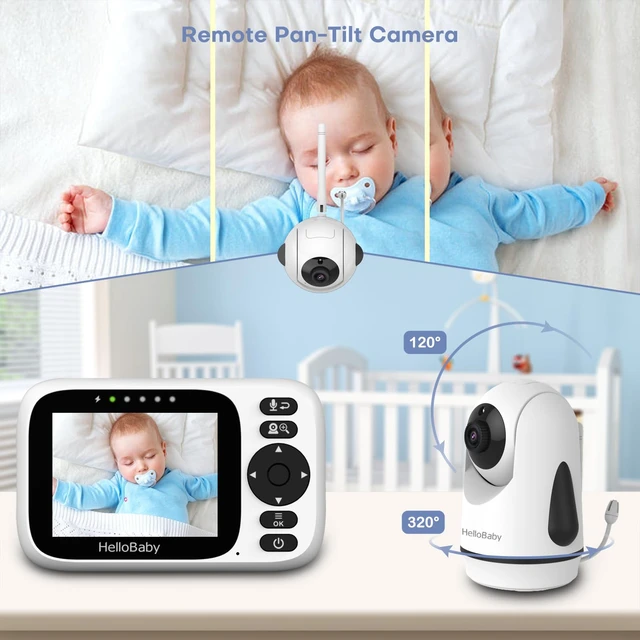 Alt view image 5 of 7 - Baby Monitor No WiFi with 3.2 Inch Screen - Pan Tilt Zoom Camera | 2-Way Talk, Night Vision, ECO VOX Audio Mode, 1000ft Long Range, Temperature Display, Portable Travel, Baby Elderly Parents