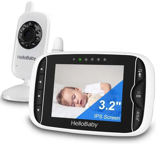 Main image of Video Baby Monitor with Camera and Audio, 3.2Inch LCD Display, Infrared Night Vision, Two-Way Audio and Room Temperature Monitoring,Lullaby,Sound Activated Screen