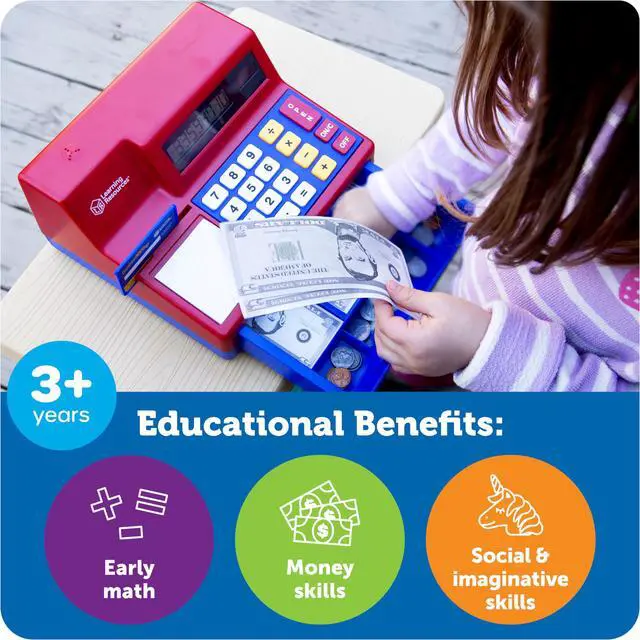 Alt view image 5 of 7 - Pretend & Play Calculator Cash Register Toy - Gift for Kids, Toddler Toys, Play Money & Credit Card, Shopping Store Playset, Educational Preschool Activities