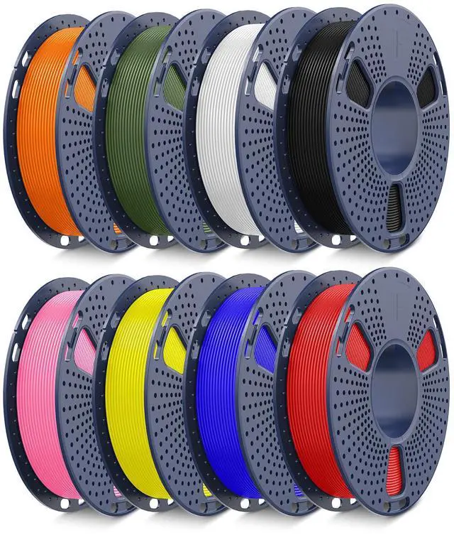 Main image of Rapid PLA 3D Printer Filament Bundle 2KG, High Speed PLA Filament 1.75mm 50mm/s - 600mm/s Print Range, 8 Pack 250g Spool Filament (Black, White, Blue, Red, Pink, Orange, Yellow, Olive Green)