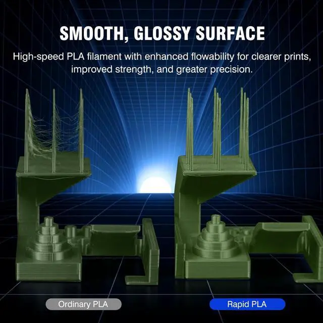 Alt view image 4 of 7 - Rapid PLA 3D Printer Filament Bundle 2KG, High Speed PLA Filament 1.75mm 50mm/s - 600mm/s Print Range, 8 Pack 250g Spool Filament (Black, White, Blue, Red, Pink, Orange, Yellow, Olive Green)