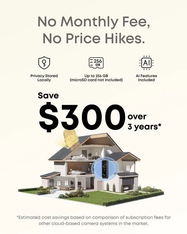 Alt view image 2 of 6 - Video Doorbell S330, Homebase NOT Included, 2K HD Video Doorbell, Battery-Powered Add-On, Dual Motion Detection, Package Detection, Family Recognition, No Monthly Fee, Motion Alerts