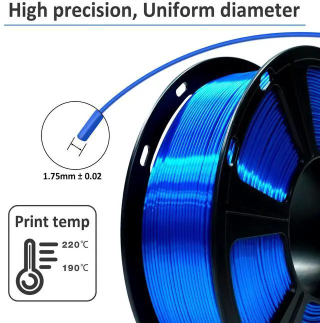 Alt view image 3 of 7 - 3D Printer Filament, Silk Royal Blue Pla Filament, 1Kg(2.2lbs) Spool, 1.75mm Dimension Accuracy +/- 0.03mm, 3D Printing Filament