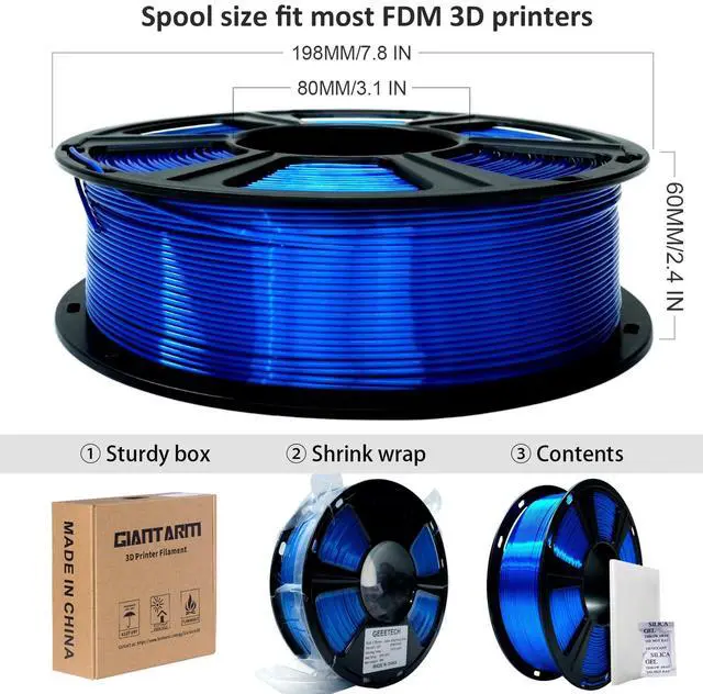 Alt view image 6 of 7 - 3D Printer Filament, Silk Royal Blue Pla Filament, 1Kg(2.2lbs) Spool, 1.75mm Dimension Accuracy +/- 0.03mm, 3D Printing Filament