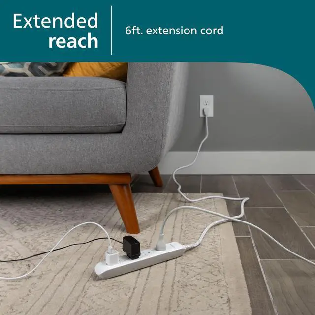 Alt view image 4 of 7 - 6 Outlet Power Strip Surge Protector, 6 Ft Power Cord, Designer