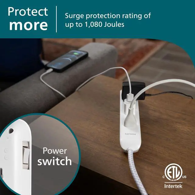 Alt view image 6 of 7 - 6 Outlet Power Strip Surge Protector, 6 Ft Power Cord, Designer