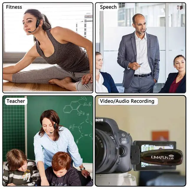 Alt view image 7 of 7 - Headset Wireless Microphone System, No Need Bluetooth, Waterproof Head Mic for Fitness Instructor, Teaching Online, Yoga Classroom, Spinning Coach, Speaker, iPhone, Android Phone, G100-1