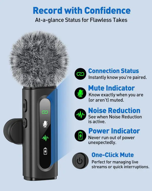 Alt view image 4 of 7 - Wireless Lavalier Microphone for iPhone, Android, USB C, PC, Camera Video Recording 4 in 1 Clip-on Mics with Rotatable Clip&Denoise Recording, for Vlog Tiktok YouTube Podcast Content Creator