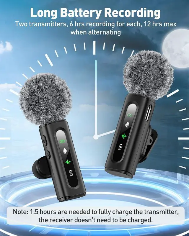 Alt view image 6 of 7 - Wireless Lavalier Microphone for iPhone, Android, USB C, PC, Camera Video Recording 4 in 1 Clip-on Mics with Rotatable Clip&Denoise Recording, for Vlog Tiktok YouTube Podcast Content Creator