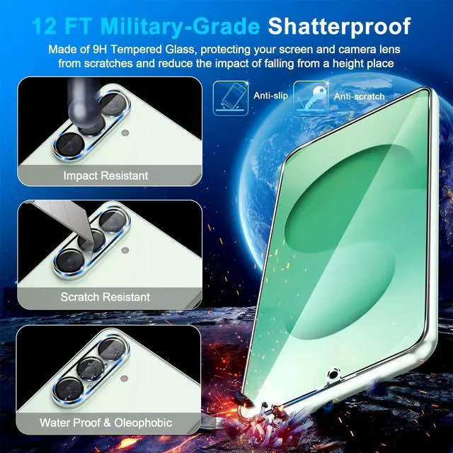 Alt view image 5 of 7 - 3 Pack for Samsung Galaxy S26 Screen Protector Tempered Glass + 3 Pack Camera Lens Protector, Military Grade Shatterproof, 9H Hardness, Fingerprint Unlock, HD Clear Case Friendly 6.3 Inch