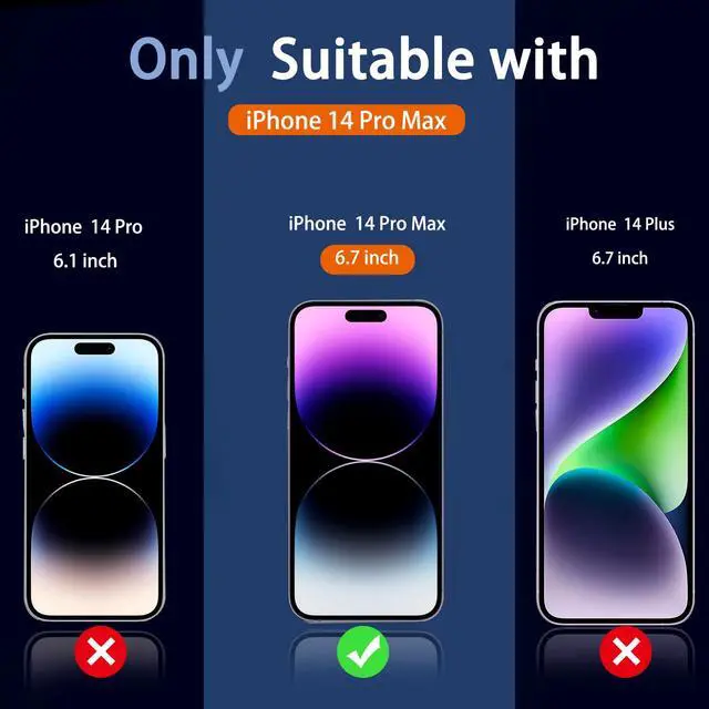 Alt view image 2 of 7 - 3 Pack Privacy Screen Protector for iPhone 14 Pro Max, 9H Military-Grade Shatterproof Tempered Glass with Alignment Frame, Dynamic Island Compatible, Case Friendly, Camera Lens Protectors