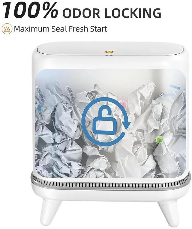 Alt view image 4 of 12 - Bathroom Trash Can with Lid, Vacuum Adsorption Small Garbage Can 3.2 Gallon Press Top Lid Trash Bin with Legs Waterproof Waste Basket for Bathroom Bedroom Office Home RV